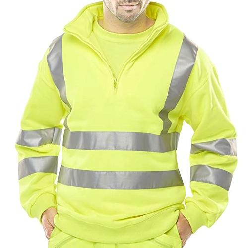 Product view of yellow high vis workwear 1/4 zip