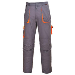 Product shot of the Portwest TX11 Texo Contrast Cargo Trousers in the colour grey and orange