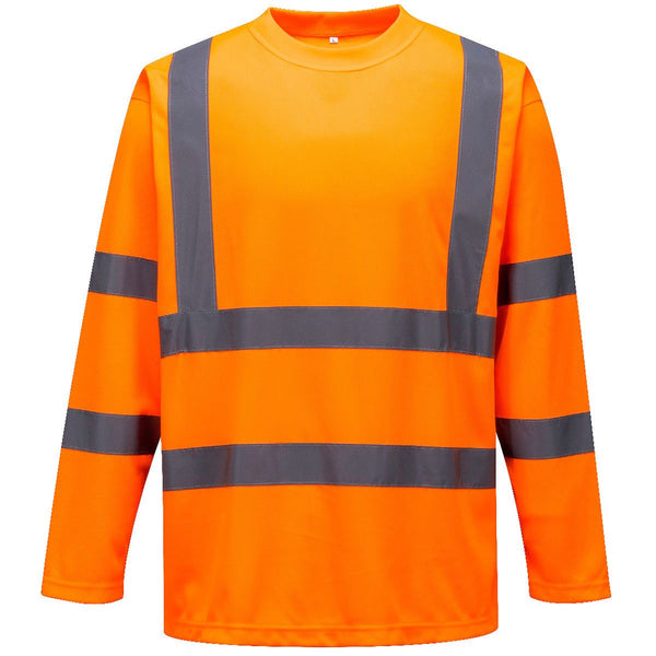 product image of the Portwest S178 Hi Vis Long Sleeved Crew Neck T-Shirt in orange